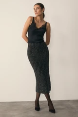 Hampton Tweed Knit Skirt Black And Ivory