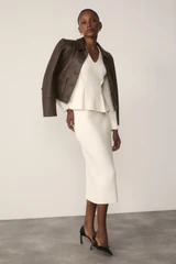Roce Cotton Blend Boucle Skirt Ivory