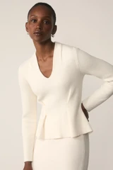 Roveta Cotton Blend Boucle Top Ivory
