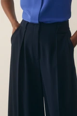 Clever Crepe Lyon Palazzo Trousers Navy