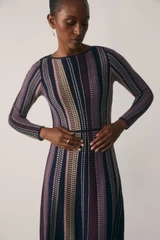 Atri Ribbon Knit Dress Burgundy
