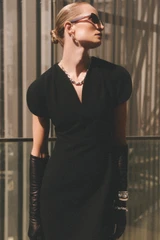 Paola Sculpt Stretch Crepe Dress Black