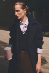 Savi Wool Blend Coat Navy