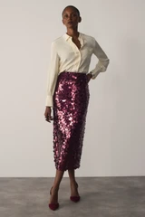 Pienza Sequin Skirt Burgundy