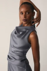 Matera Satin Gown Silver