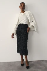 Pienza Feather Jacquard Skirt Black