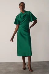 Ostia Satin Dress Emerald Green