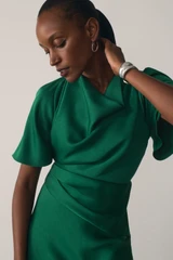 Ostia Satin Dress Emerald Green