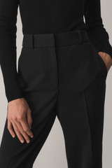 Clever Wool Blend Alzira Straight Flared Trousers Black