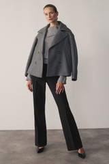Clever Wool Blend Alzira Straight Flared Trousers Black