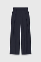 Clever Wool Blend Cortona Wide-Leg Trousers Navy