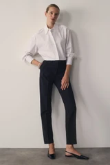 Clever Wool Blend Livara Super-Slim Trousers Navy