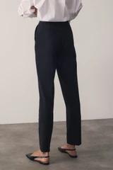 Clever Wool Blend Livara Super-Slim Trousers Navy