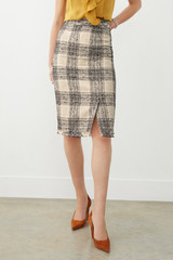 Alvaston Skirt Black And Ecru Cotton Tweed Alvaston Skirt Black And Ecru Cotton Tweed
