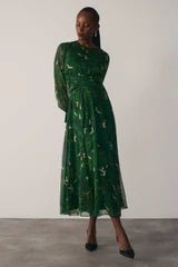 Portofino Silk Chiffon Dress Emerald Green