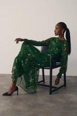 Portofino Silk Chiffon Dress Emerald Green