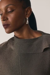Sculpt Knit Riesi Metallic Top Pewter