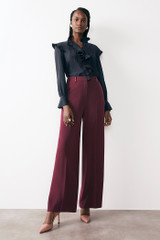 Clever Crepe Wide-Leg Elasticated Trousers Plum