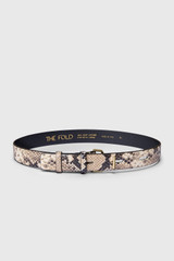 Hutton Belt Grey Snake-Embossed Leather