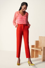 Islington Blouse Pink Check Crinkled Silk Georgette Islington Blouse Pink Check Crinkled Silk Georgette