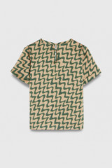 Roche Tee Green And Sand Wave Print Silk Satin Roche Tee Green And Sand Wave Print Silk Satin