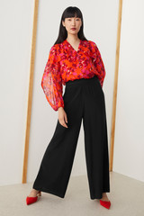 Kallithea Blouse Red Watercolour Floral Silk Chiffon Kallithea Blouse Red Watercolour Floral Silk Chiffon