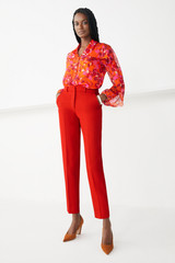 Kallithea Blouse Red Watercolour Floral Silk Chiffon Kallithea Blouse Red Watercolour Floral Silk Chiffon