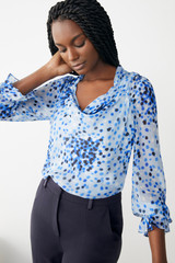 Iridos Blouse Blue Confetti Silk Chiffon Iridos Blouse Blue Confetti Silk Chiffon