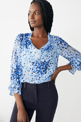 Iridos Blouse Blue Confetti Silk Chiffon Iridos Blouse Blue Confetti Silk Chiffon
