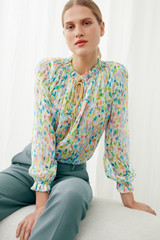 Lancaster Blouse Multicolour Abstract Print Silk Chiffon Lancaster Blouse Multicolour Abstract Print Silk Chiffon