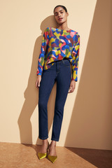 Ellesmere Blouse Multicoloured Brushstroke Print Silk Ellesmere Blouse Multicoloured Brushstroke Print Silk