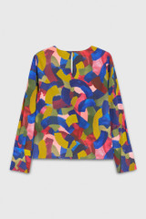 Ellesmere Blouse Multicoloured Brushstroke Print Silk Ellesmere Blouse Multicoloured Brushstroke Print Silk
