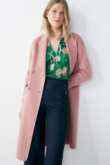 Rosaville Blouse Bright Green And Rose Pink Ikat Floral Print Silk Satin Rosaville Blouse Bright Green And Rose Pink Ikat Floral Print Silk Satin