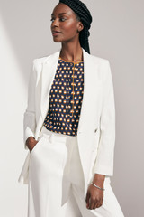 Corsica Blouse Navy Multicolour Ikat Geo Print Silk Corsica Blouse Navy Multicolour Ikat Geo Print Silk