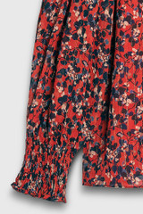 Edenvale Blouse Red Multicolour Ditsy Floral Print Crinkled Georgette Edenvale Blouse Red Multicolour Ditsy Floral Print Crinkled Georgette