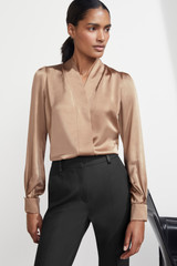 Harrow Blouse Latte Silk Satin Harrow Blouse Latte Silk Satin