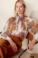 Tirano Blouse Ivory Floral Print Crinkled Silk Georgette Tirano Blouse Ivory Floral Print Crinkled Silk Georgette