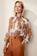 Tirano Blouse Ivory Floral Print Crinkled Silk Georgette Tirano Blouse Ivory Floral Print Crinkled Silk Georgette