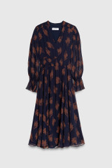 Vieste Dress Navy Print Silk Crinkled Georgette Vieste Dress Navy Print Silk Crinkled Georgette