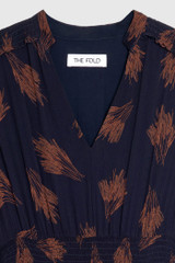 Vieste Dress Navy Print Silk Crinkled Georgette Vieste Dress Navy Print Silk Crinkled Georgette