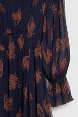 Vieste Dress Navy Print Silk Crinkled Georgette Vieste Dress Navy Print Silk Crinkled Georgette