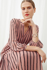 Delphi Dress Ballet Pink Dotty Print Georgette Delphi Dress Ballet Pink Dotty Print Georgette
