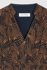 Vieste Dress Navy And Toffee Shell Print Vieste Dress Navy And Toffee Shell Print