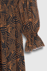 Vieste Dress Navy And Toffee Shell Print Vieste Dress Navy And Toffee Shell Print