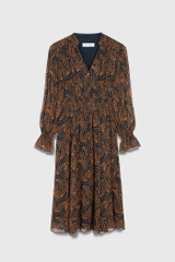 Vieste Dress Navy And Toffee Shell Print Vieste Dress Navy And Toffee Shell Print