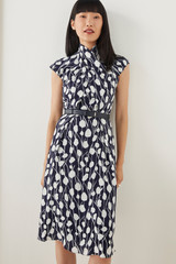 Mirabello Dress Navy And Ivory Abstract Print Crepe Mirabello Dress Navy And Ivory Abstract Print Crepe
