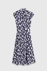 Mirabello Dress Navy And Ivory Abstract Print Crepe Mirabello Dress Navy And Ivory Abstract Print Crepe