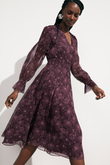 Vieste Dress Plum And Storm Pink Wildflower Print Crinkled Silk Georgette Vieste Dress Plum And Storm Pink Wildflower Print Crinkled Silk Georgette