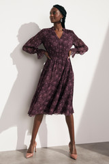 Vieste Dress Plum And Storm Pink Wildflower Print Crinkled Silk Georgette Vieste Dress Plum And Storm Pink Wildflower Print Crinkled Silk Georgette