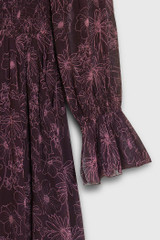 Vieste Dress Plum And Storm Pink Wildflower Print Crinkled Silk Georgette Vieste Dress Plum And Storm Pink Wildflower Print Crinkled Silk Georgette